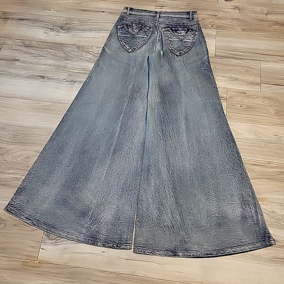 Hummer Body Colour Jeans Womens 30 Blue Wide Leg Baggy Washed - Picture 3 of 11